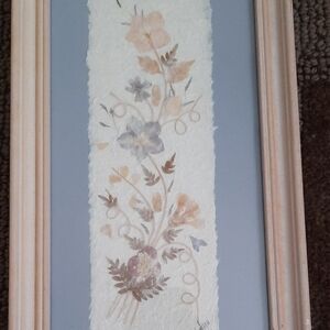Artist Signed Floral Wall Art with Wooden Frame